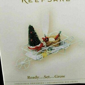 Hallmark Ornament Ready Set Grow Gardening Metal‎ Cart Cardinal 2006 QXG3006 New